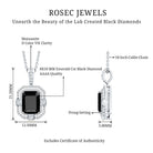 Vintage Inspired 3.4 Carat Emerald Cut Synthetic Black Diamond Pendant Necklace AAAA ( Synthetic ) - Rosec Jewels