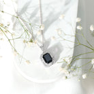 Vintage Inspired 3.4 Carat Emerald Cut Synthetic Black Diamond Pendant Necklace AAAA ( Synthetic ) - Rosec Jewels