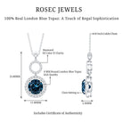 2 Carat London Blue Topaz and Diamond Halo Dangle Pendant AAA - Rosec Jewels