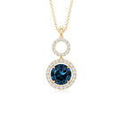 2 Carat London Blue Topaz and Diamond Halo Dangle Pendant AAA - Rosec Jewels