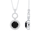 Lab Created Black Diamond Drop & Dangle Necklace with White Diamond AAAA ( Synthetic ) - Rosec Jewels