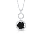 Lab Created Black Diamond Drop & Dangle Necklace with White Diamond AAAA ( Synthetic ) - Rosec Jewels