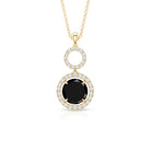 Lab Created Black Diamond Drop & Dangle Necklace with White Diamond AAAA ( Synthetic ) - Rosec Jewels