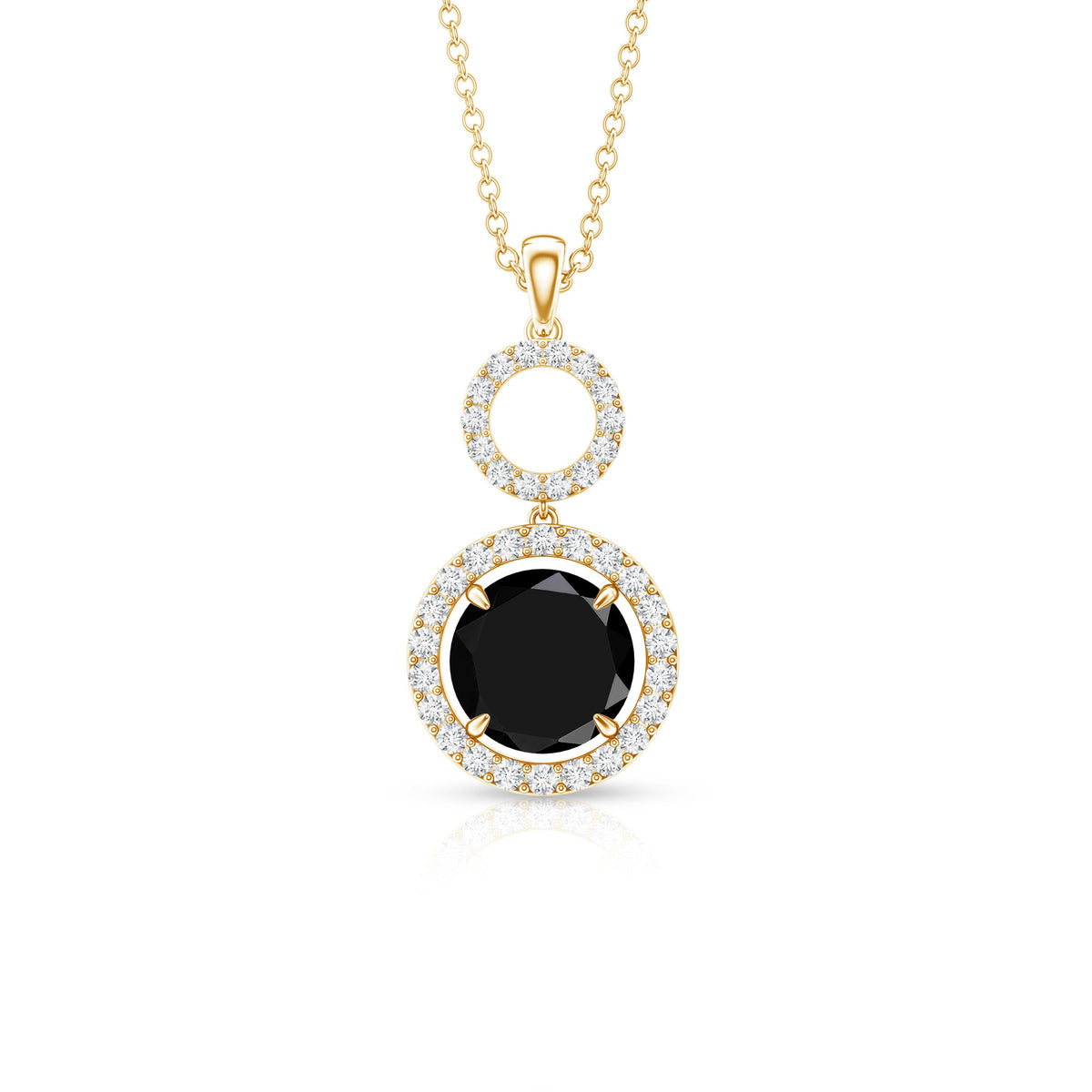 Lab Created Black Diamond Drop & Dangle Necklace with White Diamond AAAA ( Synthetic ) - Rosec Jewels