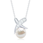 Real Freshwater Pearl and Diamond XO Necklace AAA - Rosec Jewels
