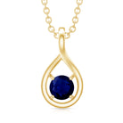 Genuine Round Cut Blue Sapphire Teardrop Pendant AAA - Rosec Jewels