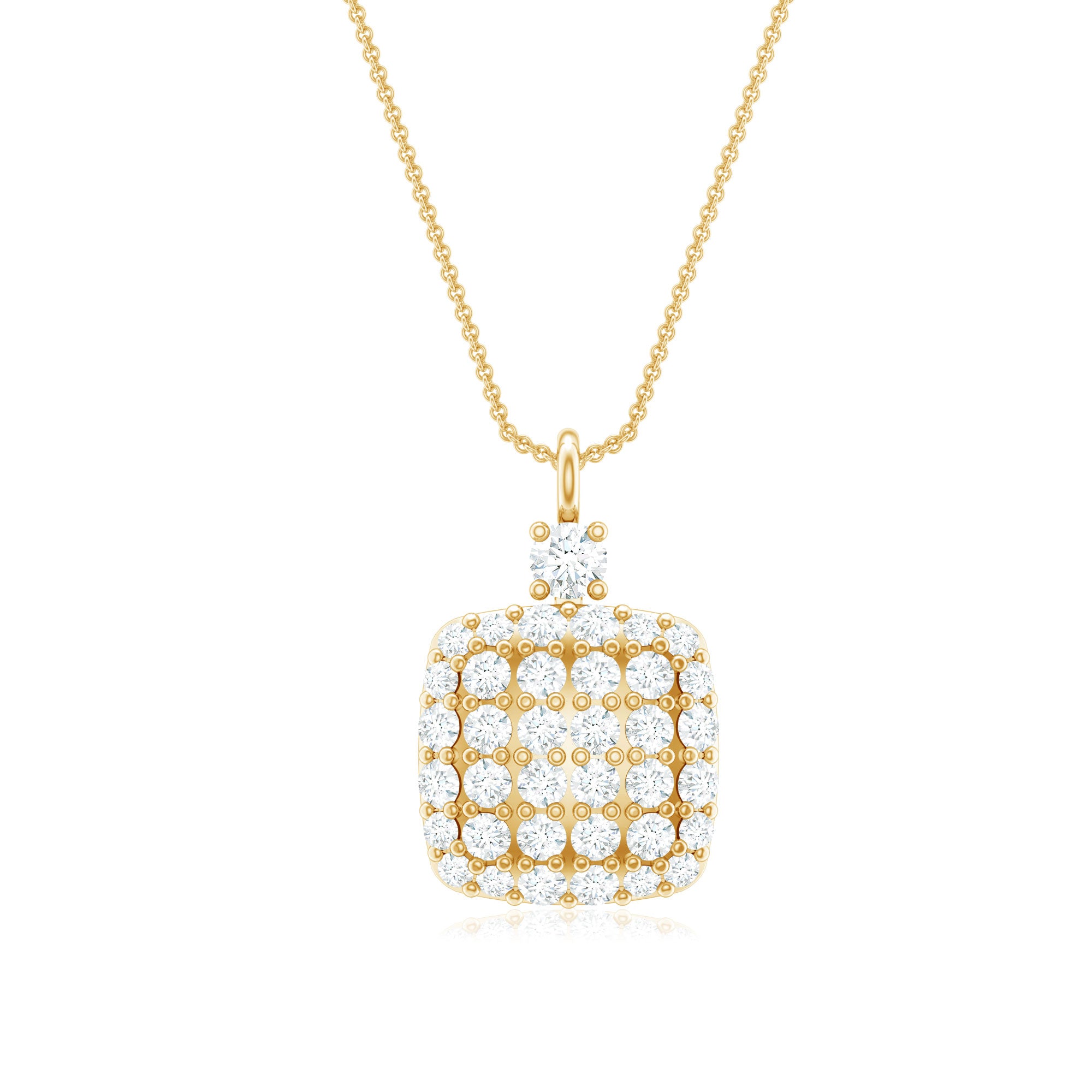Rosec Jewels-1/2 CT Square Shape Diamond Cluster Pendant Necklace