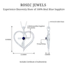 Natural Blue Sapphire Cross Heart Necklace for Women AAA - Rosec Jewels