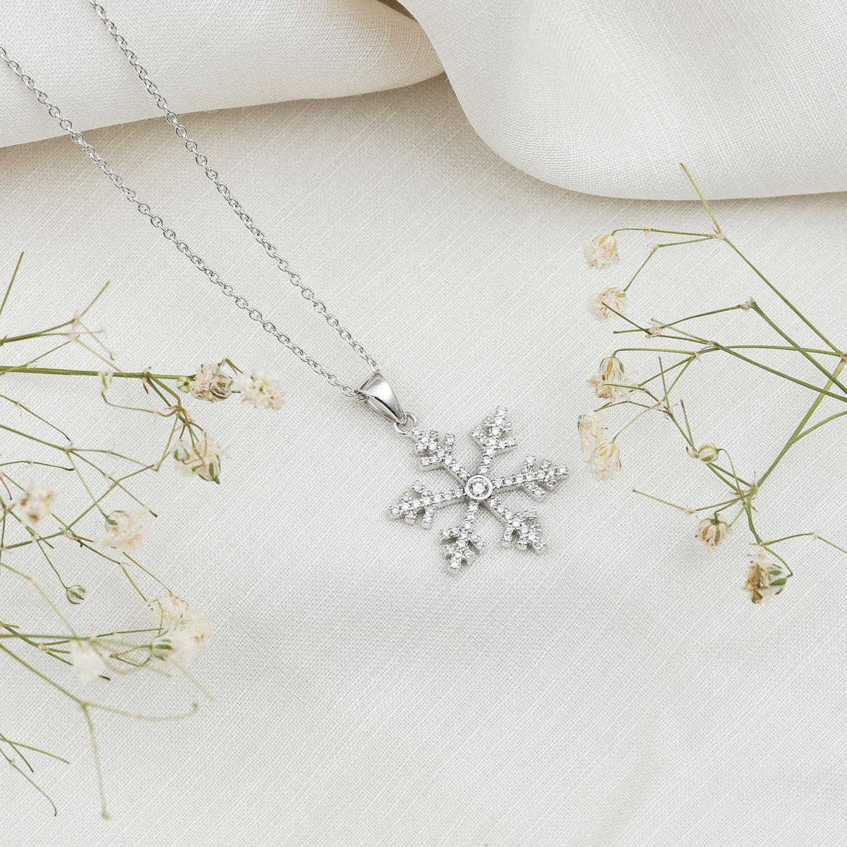 Genuine Diamond Snowflake Pendant for Women Natural - ( HI-SI ) - Rosec Jewels