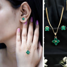 Natural Emerald Clover Jewelry Set for Women AAA - Rosec Jewels