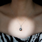 Elegant Black Tahitian Pearl Designer Pendant with Diamond AAA - Rosec Jewels