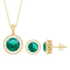 Certified Lab Grown Emerald Moissanite Bridal Jewelry Set AAAA - Rosec Jewels
