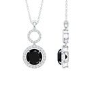 Classic 2 Carat Black Onyx Diamond Drop Necklace AAA - Rosec Jewels