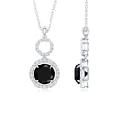 Real 2.6 Carat Black Spinel Drop Pendant Necklace with Diamond AAA - Rosec Jewels
