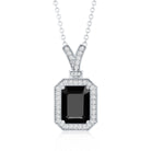 1.68 Carat Emerald Cut Lab Grown Black and White Diamond Vintage Necklace AAAA ( Synthetic ) - Rosec Jewels