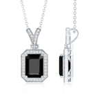 1.68 Carat Emerald Cut Lab Grown Black and White Diamond Vintage Necklace AAAA ( Synthetic ) - Rosec Jewels