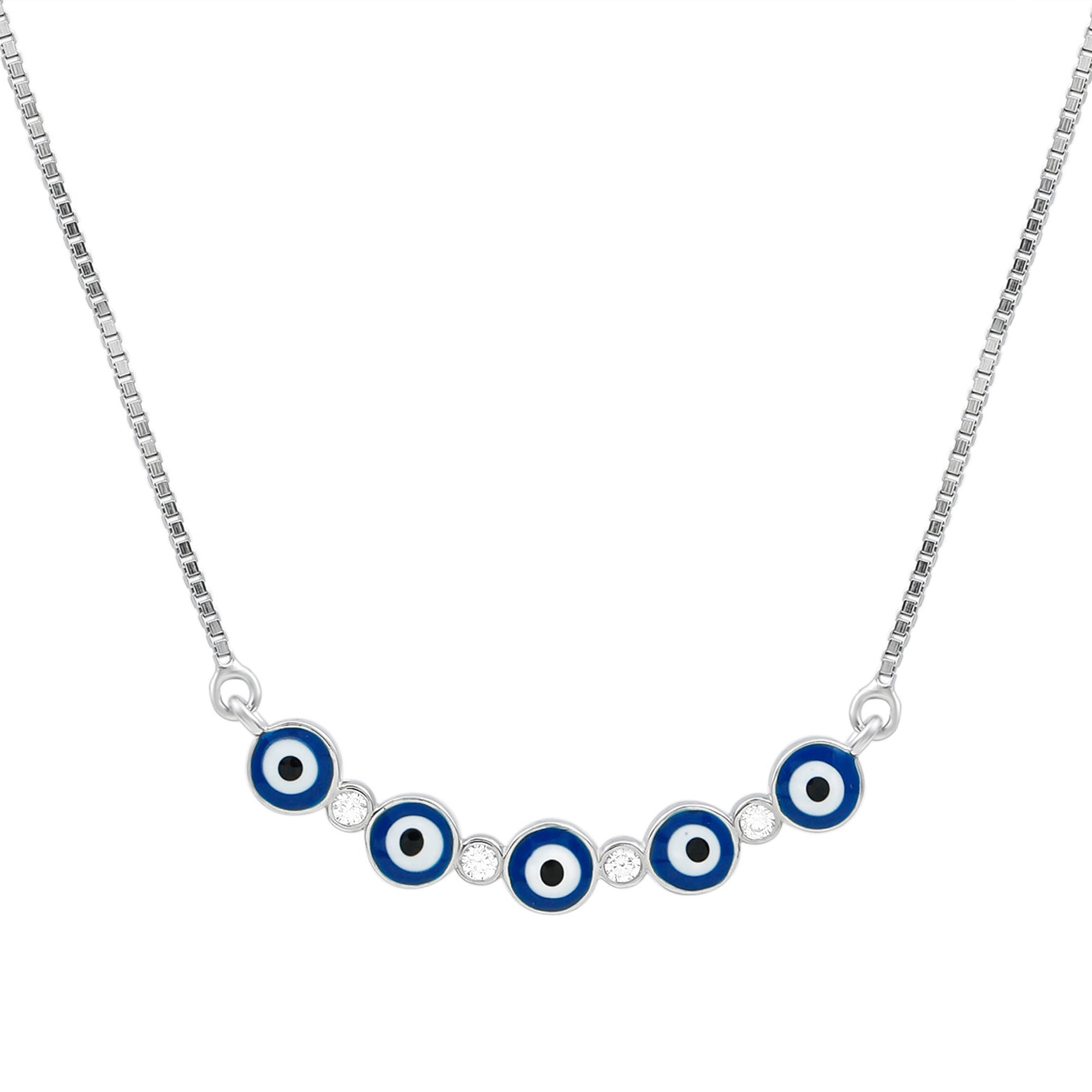 Rosec Jewels-Sterling Silver Evil Eye Necklace for Protection