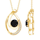 Certified Lab Grown Black and White Diamond Teardrop Necklace AAAA ( Synthetic ) - Rosec Jewels