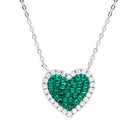 Rosec Jewels-Certified Lab Grown Emerald Heart Necklace with CZ Diamond