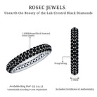 Certified Lab Grown Black Diamond 3 Row Eternity Band Ring AAAA ( Synthetic ) - Rosec Jewels