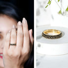 Certified Lab Grown Black Diamond 3 Row Eternity Band Ring AAAA ( Synthetic ) - Rosec Jewels
