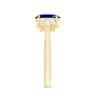 Certified 1.5 Carat Oval Lab Grown Blue Sapphire Engagement Ring with Diamond Trio AAAA - Rosec Jewels