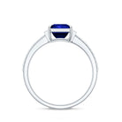 Rosec Jewels-Princess Cut Created Blue Sapphire Solitaire Engagement Ring With Moissanite