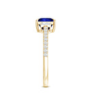 Rosec Jewels-Princess Cut Created Blue Sapphire Solitaire Engagement Ring With Moissanite