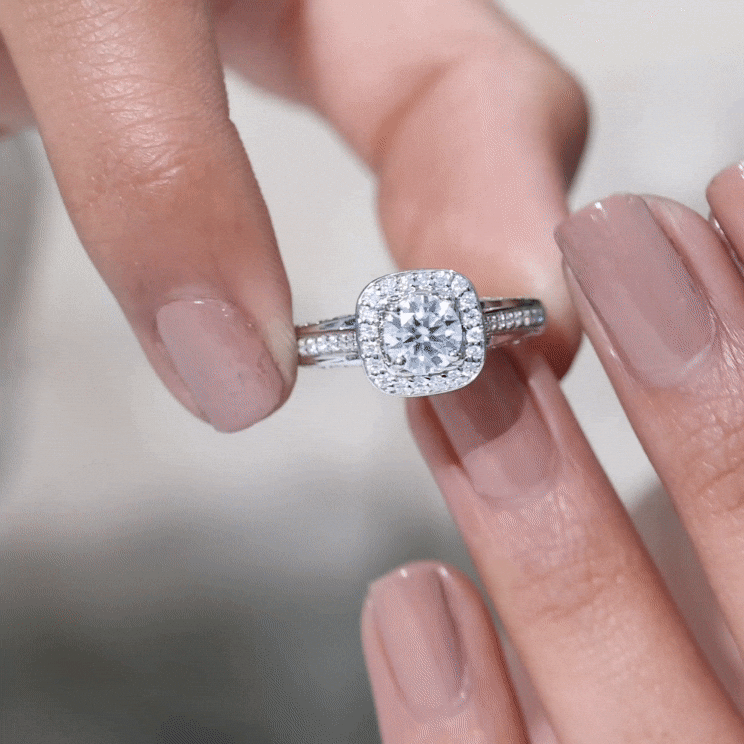 Classic Moissanite Halo Engagement Ring with Certificate D-VS1 - Rosec Jewels