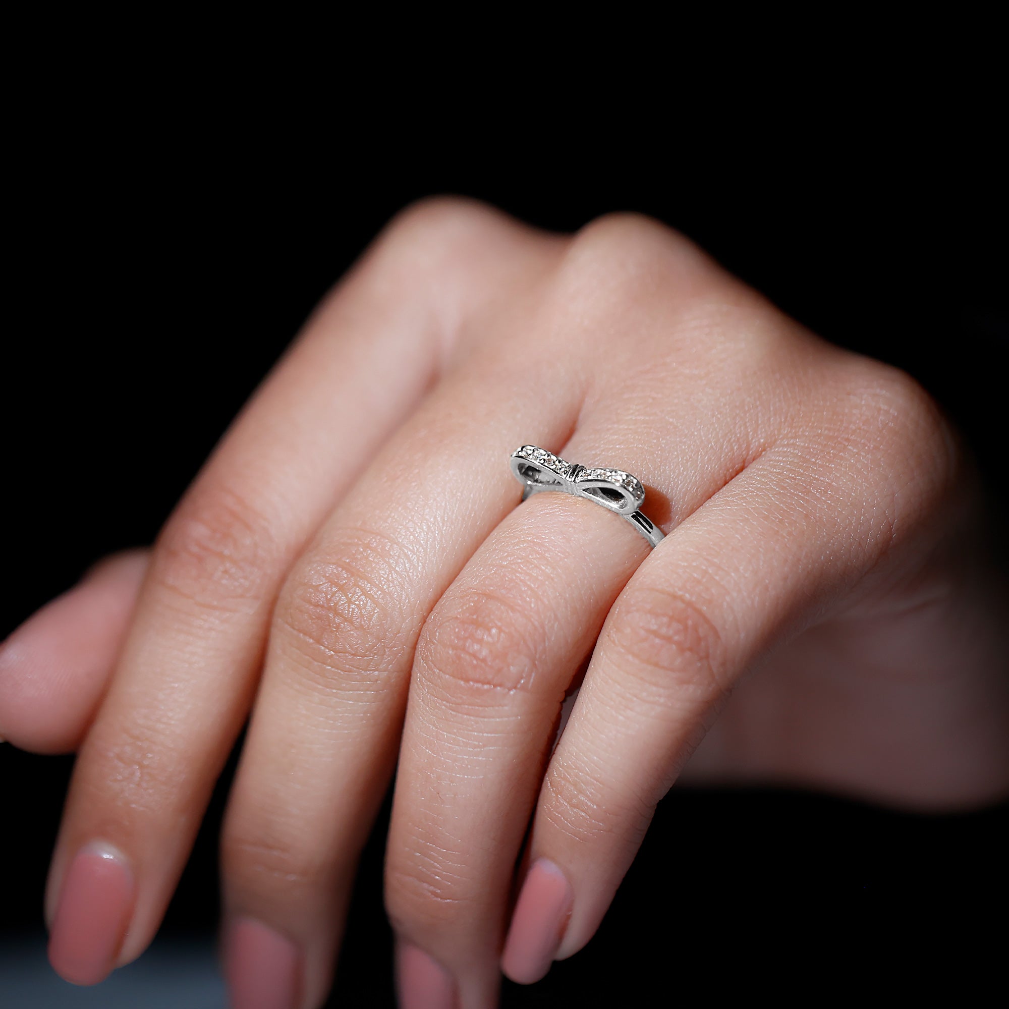 Rosec Jewels-Natural Diamond Bow Promise Ring for Women