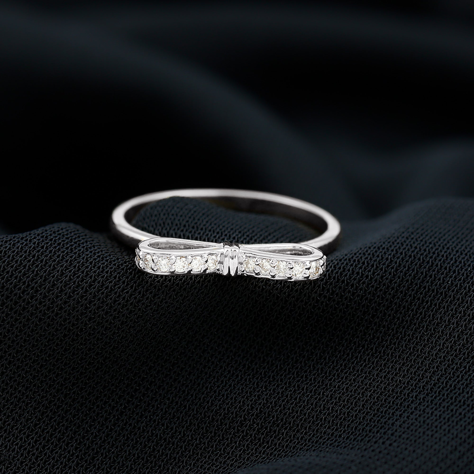 Rosec Jewels-Natural Diamond Bow Promise Ring for Women