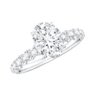 Rosec Jewels-Oval Moissanite Solitaire Engagement Ring with Side Stones