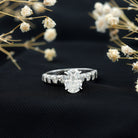 Rosec Jewels-Oval Moissanite Solitaire Engagement Ring with Side Stones