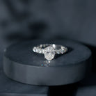 Rosec Jewels-Oval Moissanite Solitaire Engagement Ring with Side Stones