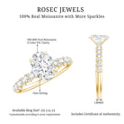 Rosec Jewels-Oval Moissanite Solitaire Engagement Ring with Side Stones