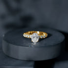 Rosec Jewels-Oval Moissanite Solitaire Engagement Ring with Side Stones