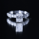 Rosec Jewels-Octagon Moissanite Solitaire Engagement Ring with Side Stones