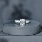 Rosec Jewels-Octagon Moissanite Solitaire Engagement Ring with Side Stones