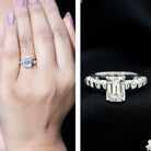 Rosec Jewels-Octagon Moissanite Solitaire Engagement Ring with Side Stones