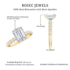 Rosec Jewels-Octagon Moissanite Solitaire Engagement Ring with Side Stones