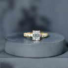 Rosec Jewels-Octagon Moissanite Solitaire Engagement Ring with Side Stones