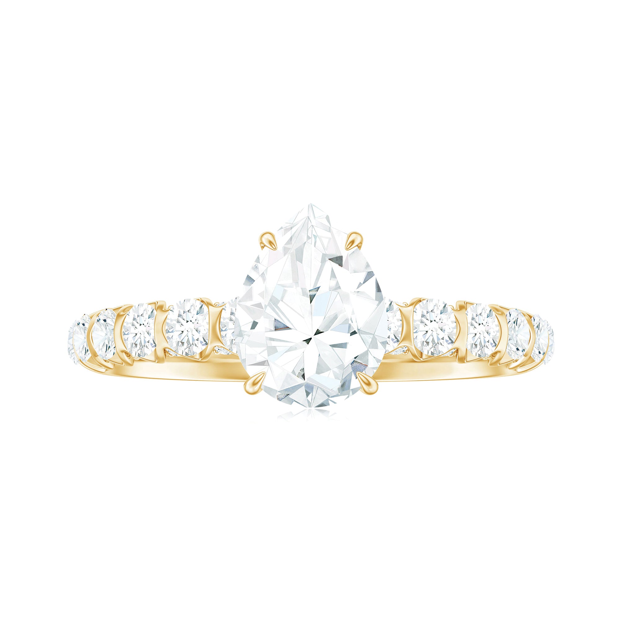Rosec Jewels-Pear Shaped Moissanite Solitaire Engagement Ring
