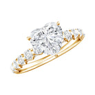 Heart Shape Moissanite Solitaire Engagement Ring With Side Stones D-VS1 - Rosec Jewels