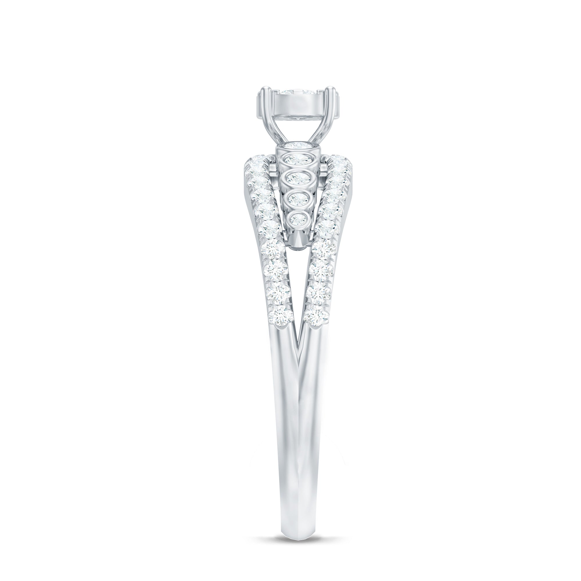 Diamond Designer Engagement Ring with Side Stones Natural - ( HI-SI ) - Rosec Jewels