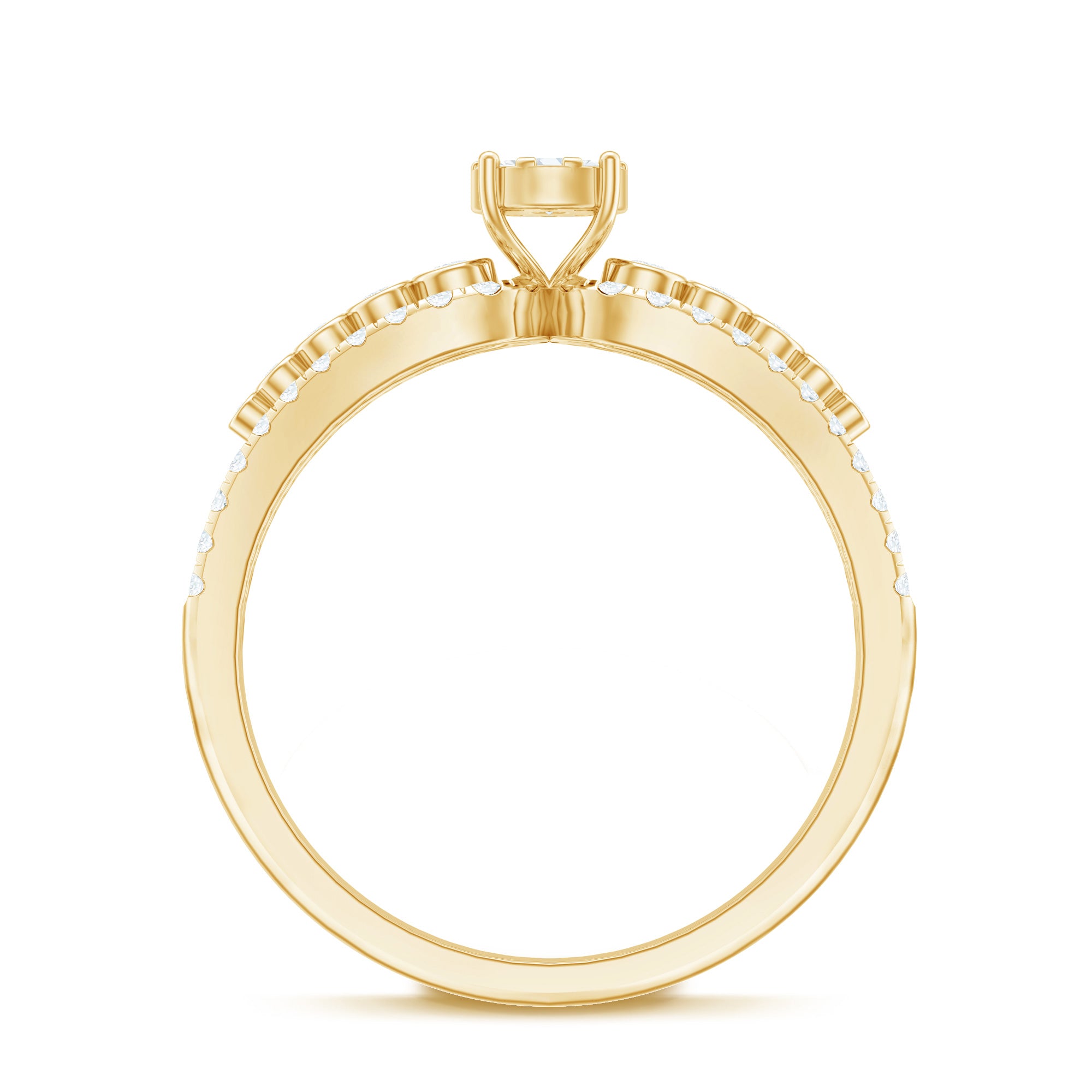 Diamond Designer Engagement Ring with Side Stones Natural - ( HI-SI ) - Rosec Jewels