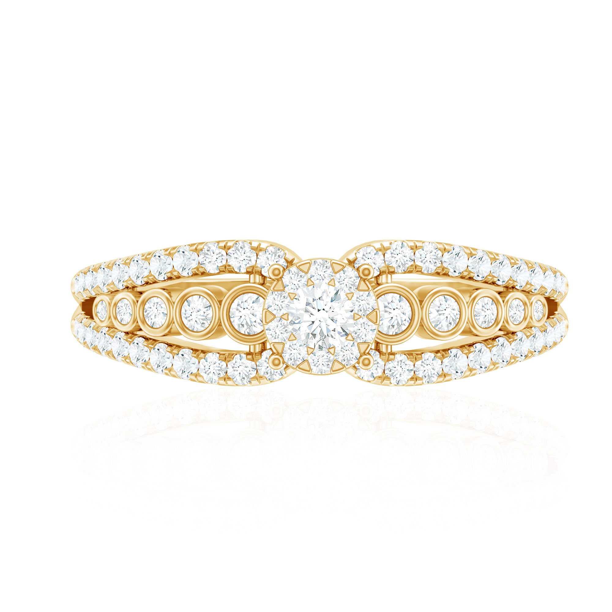 Diamond Designer Engagement Ring with Side Stones Natural - ( HI-SI ) - Rosec Jewels