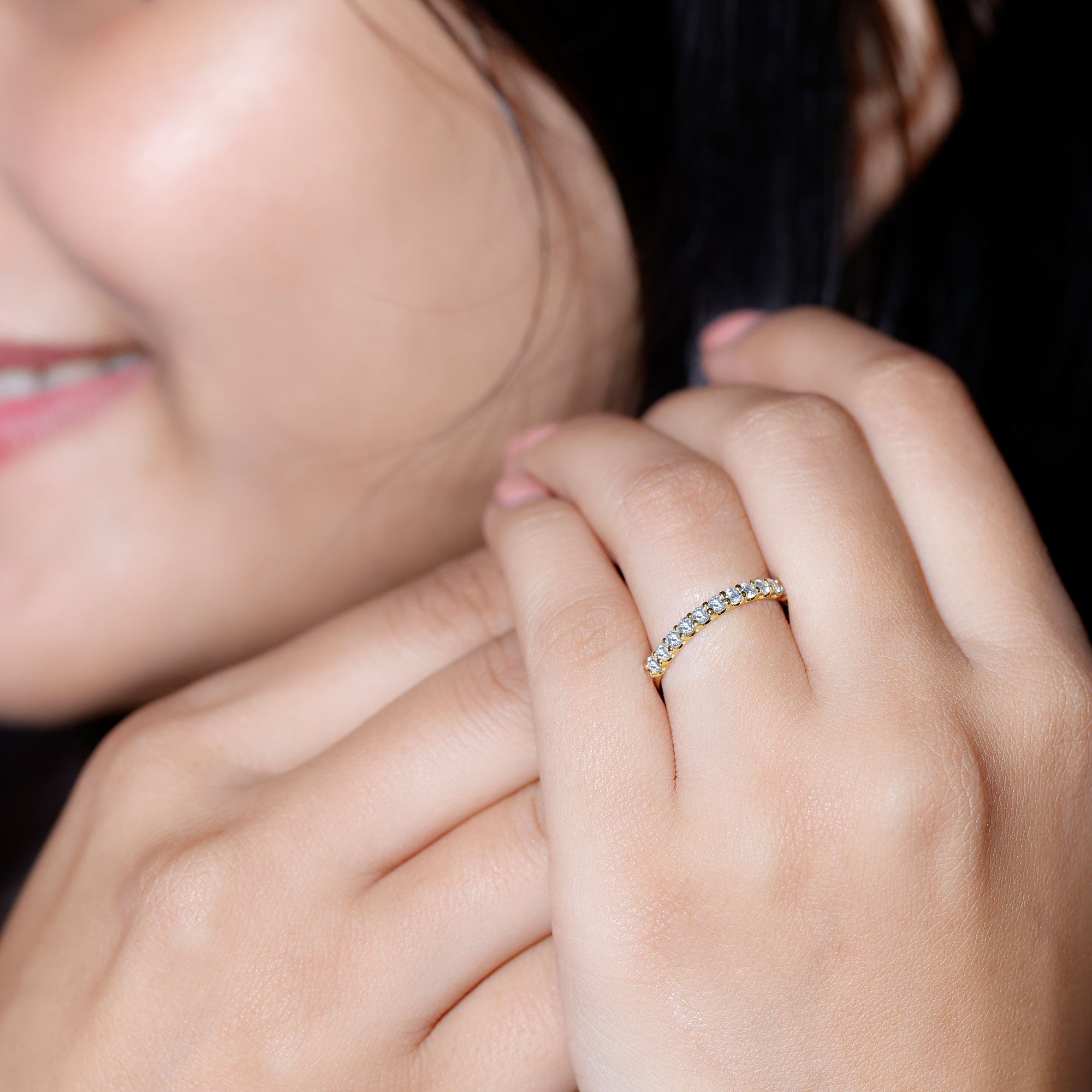Rosec Jewels-Round Cut Diamond Stackable Eternity Band