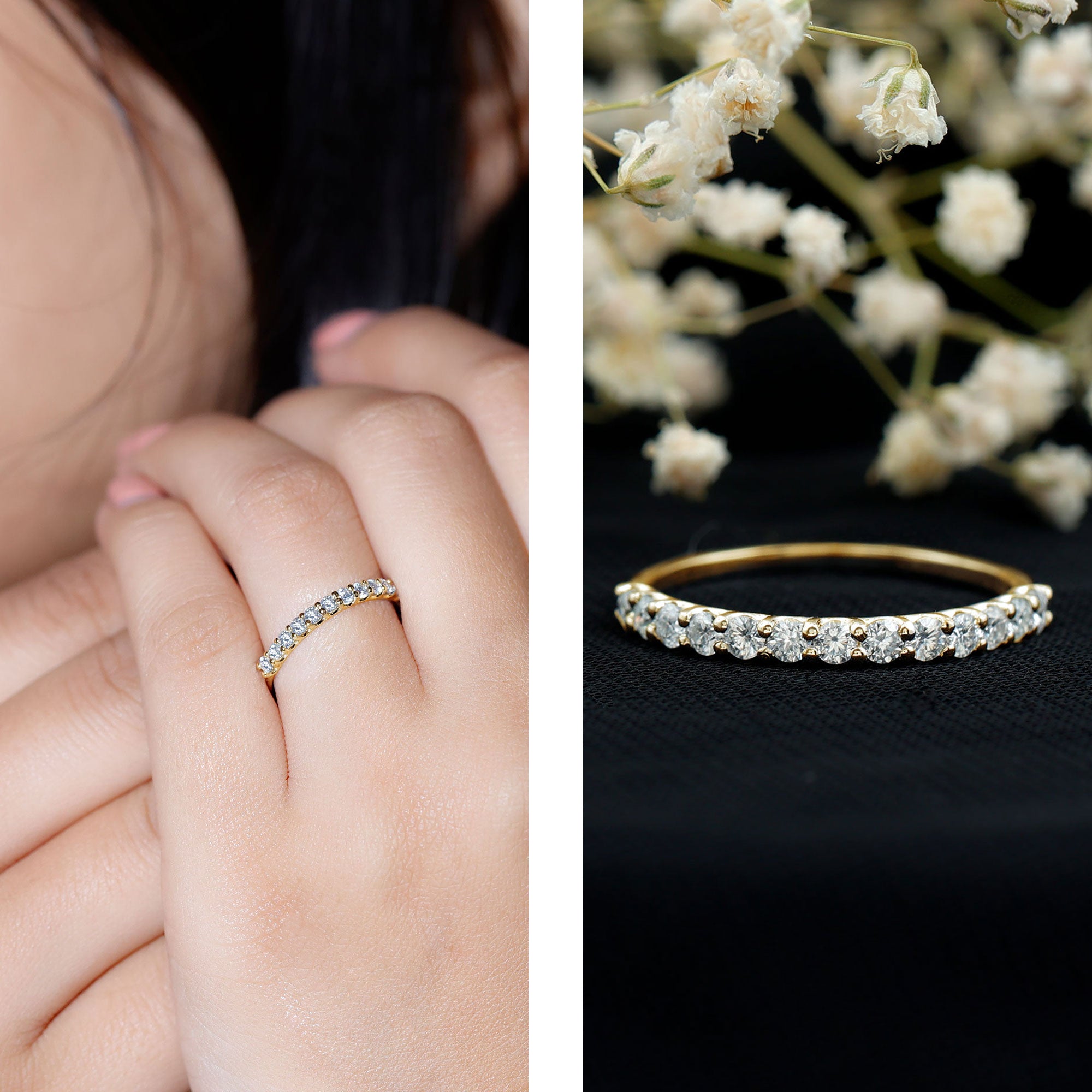Rosec Jewels-Round Cut Diamond Stackable Eternity Band