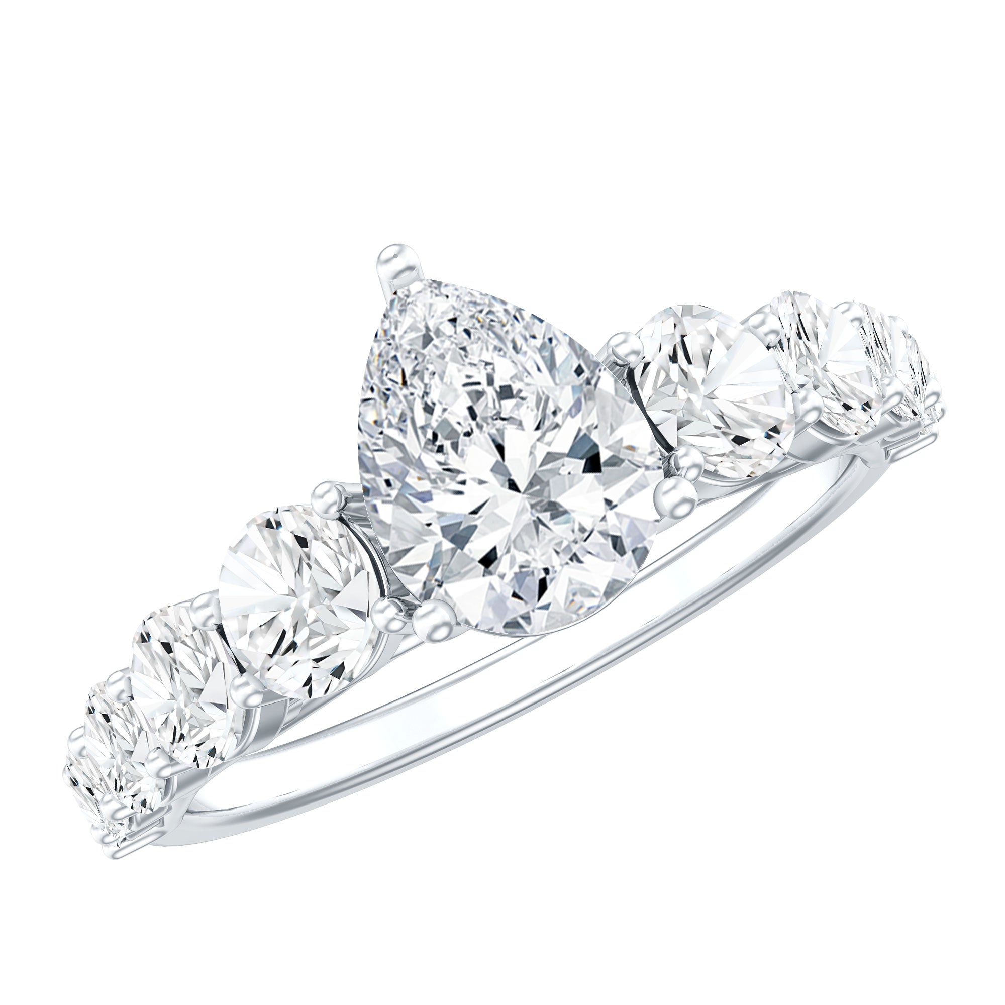 Rosec Jewels-Perfect Pear Engagement Ring with Moissanite