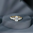 1.8 Carat Emerald Cut Moissanite Side Stone Engagement Ring with Certificate D-VS1 - Rosec Jewels